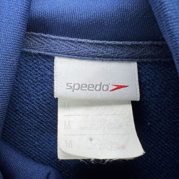 Vintage Speedo Full Zip Track Jacket Womens Size Medium Blue Yellow Striped EUC - Picture 8 of 12